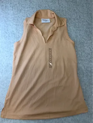 Walter‎ Hagen Clubhouse Womens XS Peach Sleeveless Golf Polo Shirt V-Neck Peach thumbnail 1
