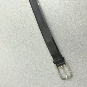 Salvatore Ferragamo Belt Mens 36 Black Patent Leather Silver Buckle Designer thumbnail 3
