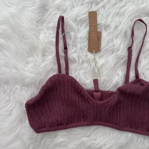 Skims Sheer Knit Bralette Beet Size Large thumbnail 3