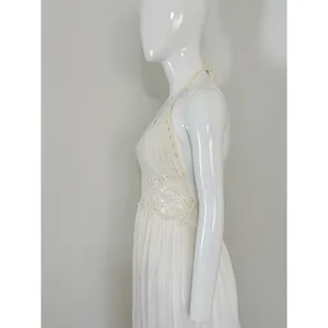 Lilbetter Womens Ivory Crochet Halter Maxi Dress Boho Beach Resort Vacation S thumbnail 5