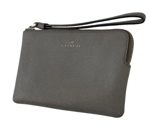 Coach F58032 Corner Zip Wristlet Crossgrain Leather Wallet Gray Small thumbnail 2