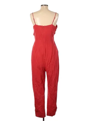 FARM RIO Cherry Red Linen Jumpsuit Size L thumbnail 4