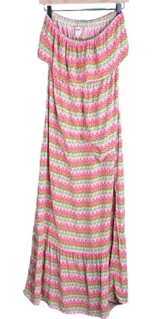 MOSSIMO Y2K Strapless Maxi Dress Boho colorful size Medium thumbnail 1