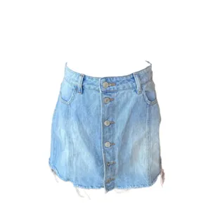 PacSun‎ Womens Skirt Size 27 Light Blue Denim Cutoff Raw Hem Buttons Down Front thumbnail 4