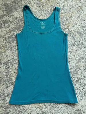 vintage y2k fairy indie boho blue/teal ribbed tank top size medium 100% cotton thumbnail 1