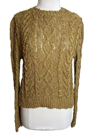 Vanessa Bruno cable knit sweater camel tan Sz‎ S thumbnail 1