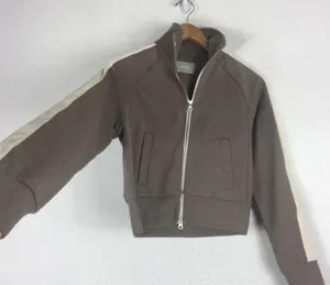 Everlane The Dream Zip-Up Side Stripe Sporty Knit Crop Jacket In Clay XS thumbnail 11
