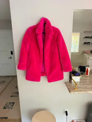Majorelle Amora hot pink fuschia faux fur oversized coat S thumbnail 15