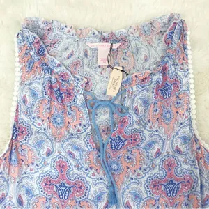VICTORIA’S SECRET Blue Paisley Print Short Nightgown Sleeveless Size‎ Small New thumbnail 3