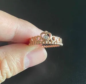 Rose Gold Heart Crown Ring Size 6 thumbnail 4