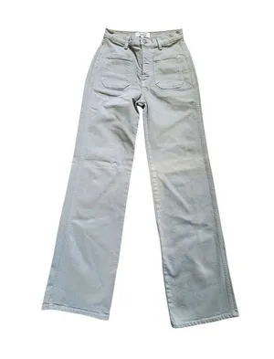 REFORMATION Pants Women 26 Alyssa High Rise Wide Leg Jean Green FLAW STAINED thumbnail 8