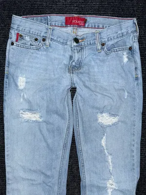 VTG Y2K Hollister Jeans Sz 5 / 29 LONG Light Wash Low Rise Distressed Flare Surf thumbnail 3