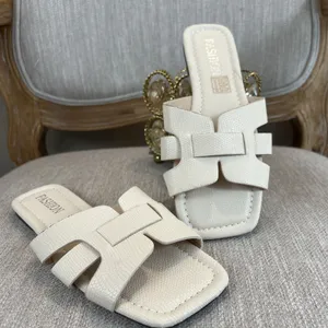Faux Snakeskin Pattern Sandals Slip On Flats Ivory Women’s Size EU 37 6.5 US thumbnail 2