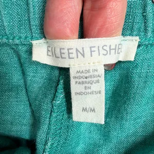 Eileen Fisher M Washed Organic Linen Delave Wide Leg Cropped Pants Relaxed thumbnail 4