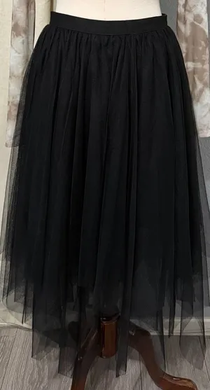 Fairy Black Tulle Mesh Handkerchief Hem Midi Skirt Medium Whimsigoth Punk Witchy thumbnail 1