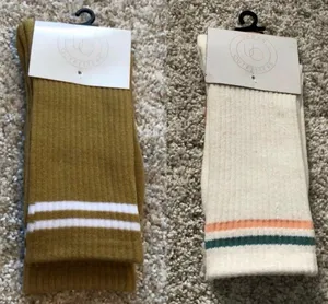 Bundle of 2 pair socks, New Urban Outfitters athletic stripe crew socks one size thumbnail 1