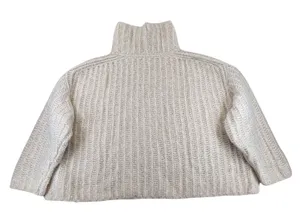 Free People Fluffy Fox Chunky Ribbed Mock Neck Sweater Cream Small OB848217‎ thumbnail 1