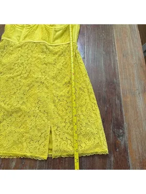 Urban Outfitters Layla Lace Mini Dress Yellow Floral Medium thumbnail 6