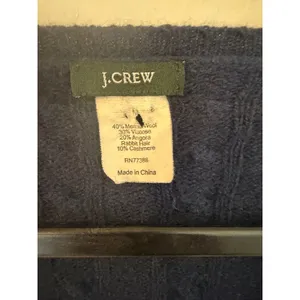 J.Crew Navy Blue Cable Knit Cardigan Merino Wool Angora Cashmere Blend‎ M thumbnail 3