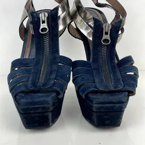MARNI Blue/Silver Strappy Platform Heels Stiletto Sandals - Size 6.5 thumbnail 11