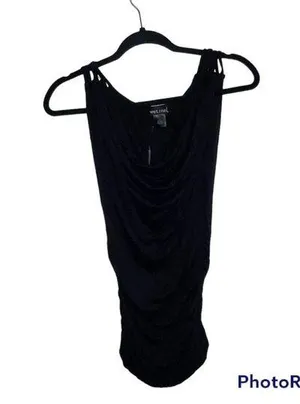 Wet Seal Black Lattice Striped Tan Dress thumbnail 1