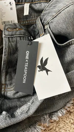 Charcoal Free people One Teaspoon Jean Shorts thumbnail 4