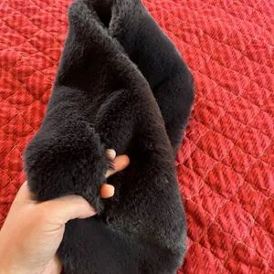 ZARA Shawl SOFT FURRY FAUX FUR STOLLE COLLAR SCARF Mob Wife Winter EUC Gray thumbnail 5