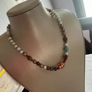 Beaded Necklace with Glass & Faux Pearl Accent thumbnail 4