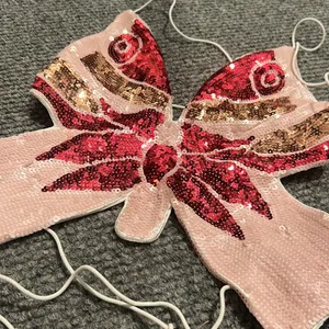 Non Signe Pink‎ Sequenced Butterfly Tie Up Top Pink Size XS thumbnail 2