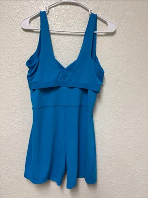ALL IN MOTIONBright Blue Sleeveless Ribbed Romper Size XL thumbnail 9