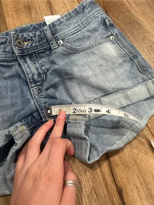 EXPRESS 100% Cotton Vintage 2000s Y2k Low-rise Cuffed Micro Jean Shorts | Sz 0 thumbnail 7