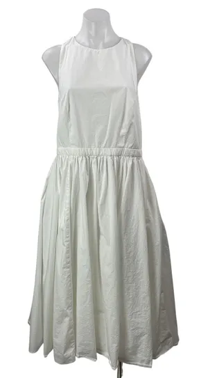 J.Crew Womens White Sleeveless Round Neck Pleated Fit & Flare Midi Dress Size 10 thumbnail 1