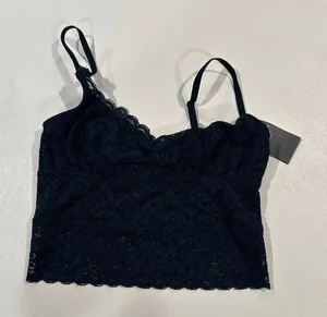 NWT Gilly Hicks Black Lace Bralette Women’s Small Scalloped Lace Crop Bra thumbnail 1