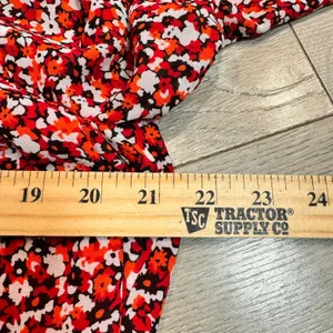 MICHAEL KORS Sangria Floral Smocked Ruffle‎ Off the Shoulder Dress Red Medium M thumbnail 8