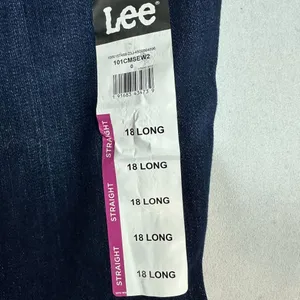 Lee Womens Straight Mid Rise Jeans Size 18 Long Dark Blue Cotton Blend Denim thumbnail 3