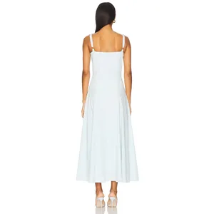 SNDYS Alessia Drop Waist Midi Dress Baby Blue Gathered Bust XS thumbnail 2