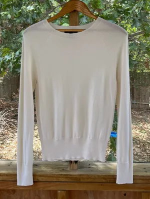 Banana Republic Women's 100% Merino Wool Sweater Ivory Size S thumbnail 1