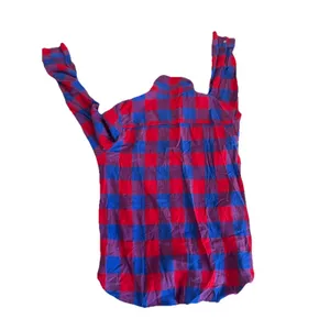 american eagle FLANNEL Plaid Button-Up SIZE S Gorpcore Casual RED BLUE thumbnail 2