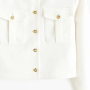 NWOT Abercrombie & Fitch Collarless Suiting Jacket Off White Ecru Large thumbnail 4