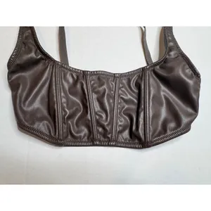 UO Out From Under Brown Vegan Leather Corset Top Bralette‎ Bustier Festival Med thumbnail 5