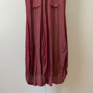 Fashion Terminal Cotton Boho Lagenlook Fairy Peasant Maxi Dress OS Burgundy thumbnail 3
