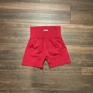 AYBL Seamless High Waisted Athletic Shorts Red Compression Gym Small Workout thumbnail 4