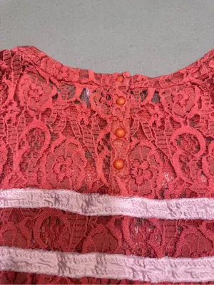 Free People Sheer Lace Melon Stripe Raw Hem Sleeveless Tank Top thumbnail 6