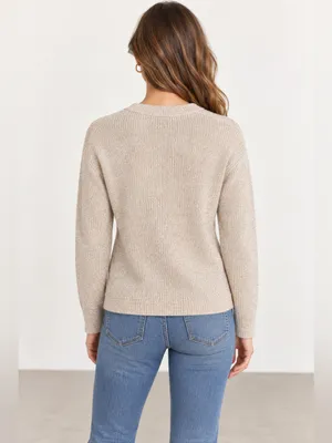 J.Crew Marled Beige Crewneck Knit Sweater Size Small thumbnail 2