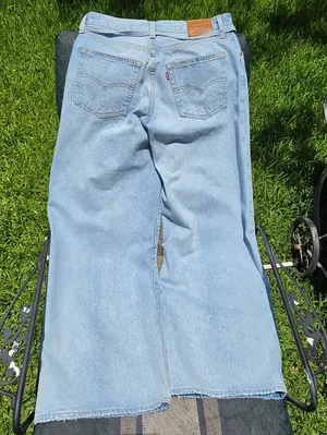 Levis Premium Womens XL Straight Jeans 28 Linen Blue Mid Rise Baggy Loose thumbnail 4