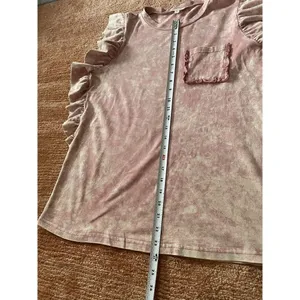 ODDY Women’s Pink Ruffled Sleeveless Blouse Top 100% Cotton Size M thumbnail 7