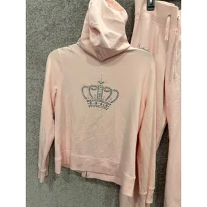 Christine Alexander Women Tracksuit L Pink Y2K Rhinestone Crown Hoodie Pants Set thumbnail 11