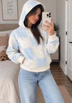 Wild Fable™ Hooded Sweatshirt with Blue Print – XXS thumbnail 1