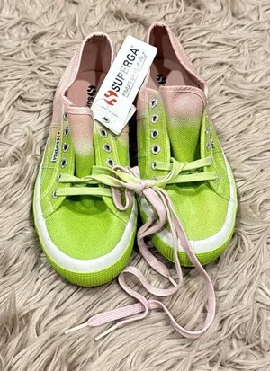 NWT Superga pink and green sneakers size 8.5 thumbnail 1