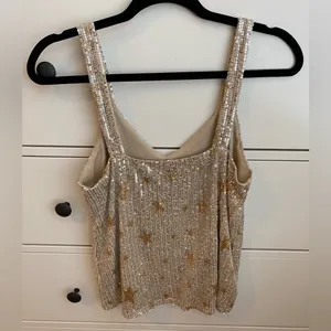 Altar’d State Gold Sequin Star Tank Top thumbnail 2